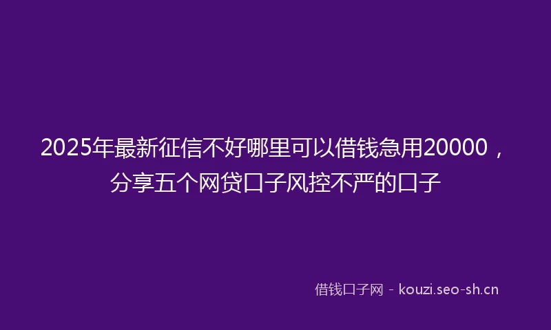 2025年最新征信不好哪里可以借钱急用20000，分享五个网贷口子风控不严的口子