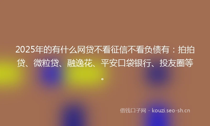 2025年的有什么网贷不看征信不看负债有：拍拍贷、微粒贷、融逸花、平安口袋银行、投友圈等。