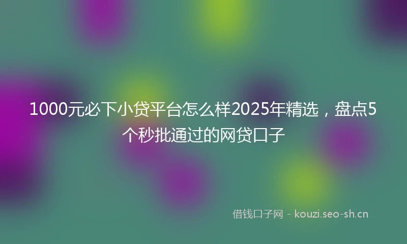 1000元必下小贷平台怎么样2025年精选，盘点5个秒批通过的网贷口子