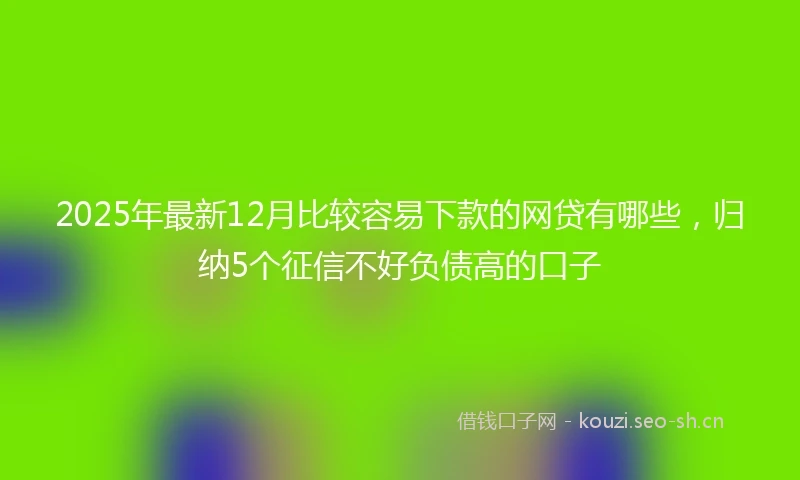 2025年最新12月比较容易下款的网贷有哪些，归纳5个征信不好负债高的口子