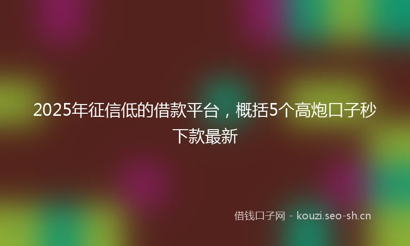 2025年征信低的借款平台，概括5个高炮口子秒下款最新