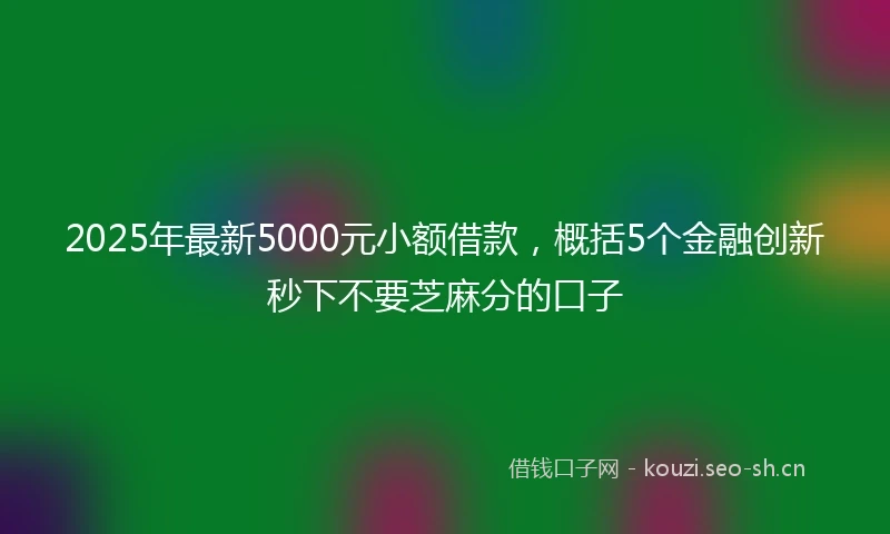 2025年最新5000元小额借款，概括5个金融创新秒下不要芝麻分的口子
