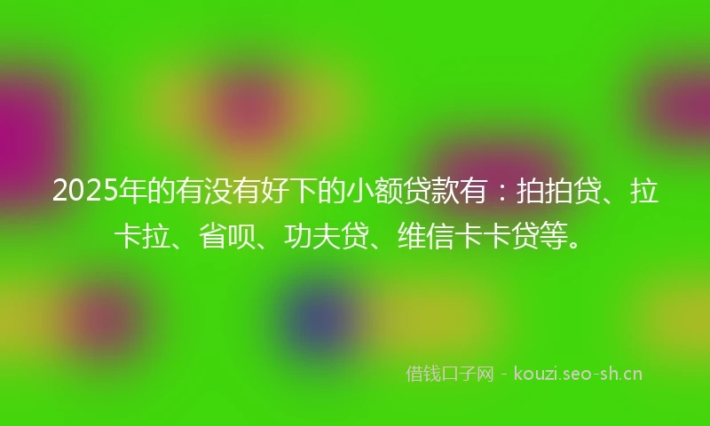 2025年的有没有好下的小额贷款有：拍拍贷、拉卡拉、省呗、功夫贷、维信卡卡贷等。