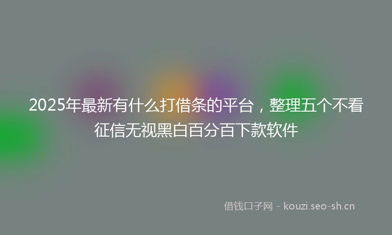 2025年最新有什么打借条的平台，整理五个不看征信无视黑白百分百下款软件