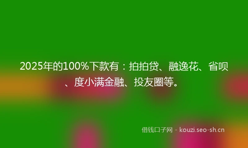 2025年的100%下款有：拍拍贷、融逸花、省呗、度小满金融、投友圈等。