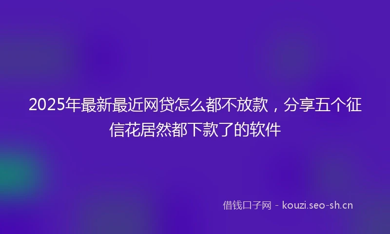2025年最新最近网贷怎么都不放款,分享五个征信花居然都下款了的软件