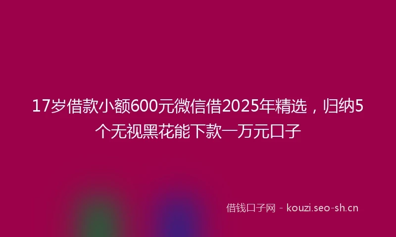 17岁借款小额600元微信借2025年精选，归纳5个无视黑花能下款一万元口子
