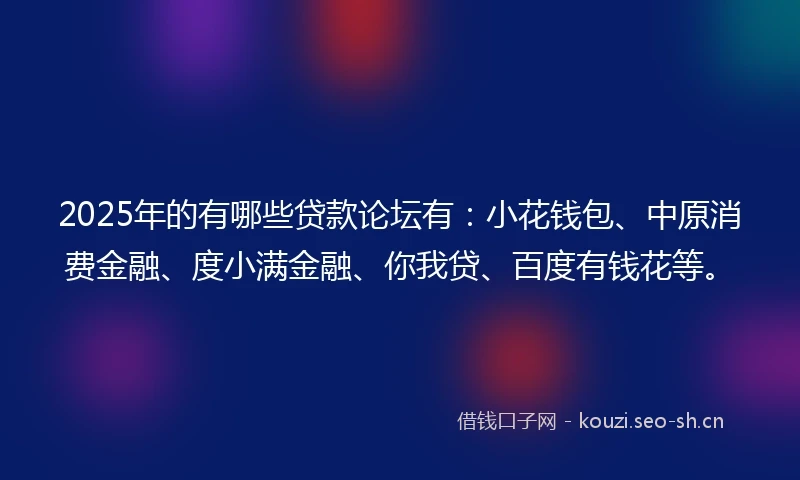 2025年的有哪些贷款论坛有：小花钱包、中原消费金融、度小满金融、你我贷、百度有钱花等。