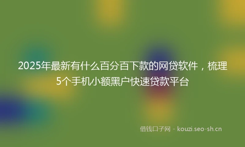 2025年最新有什么百分百下款的网贷软件，梳理5个手机小额黑户快速贷款平台