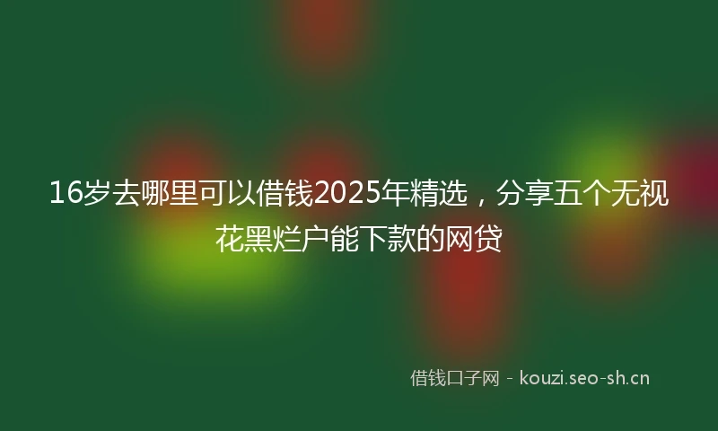 16岁去哪里可以借钱2025年精选，分享五个无视花黑烂户能下款的网贷