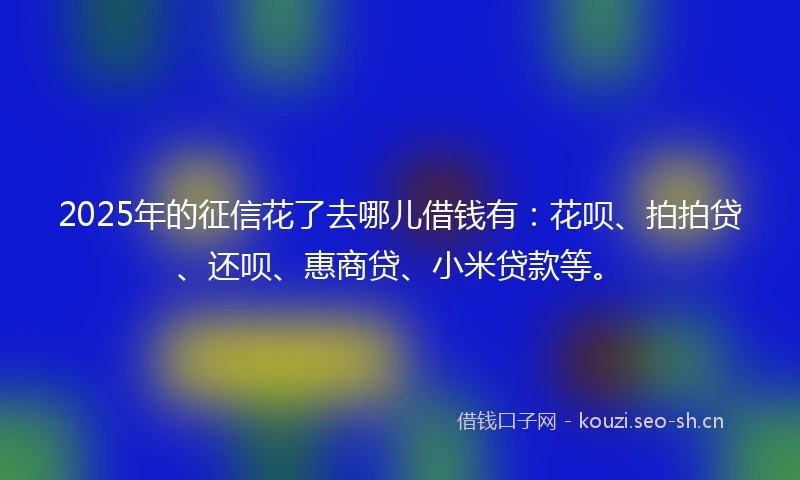 2025年的征信花了去哪儿借钱有:花呗、拍拍贷、还呗、惠商贷、小米贷款等。