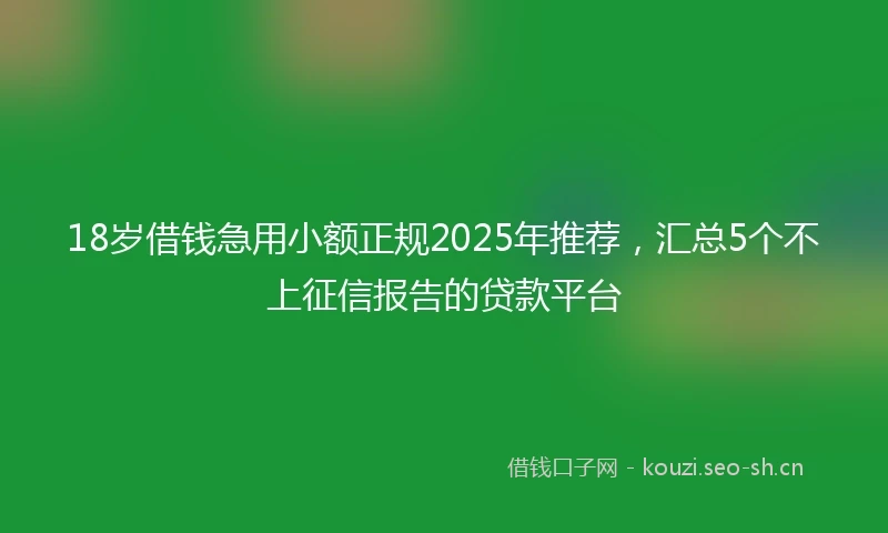 18岁借钱急用小额正规2025年推荐，汇总5个不上征信报告的贷款平台