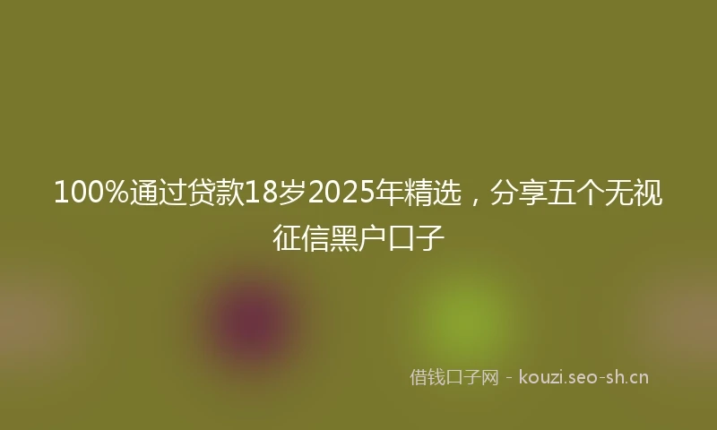100%通过贷款18岁2025年精选，分享五个无视征信黑户口子