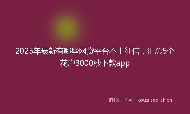 2025年最新有哪些网贷平台不上征信,汇总5个花户3000秒下款app