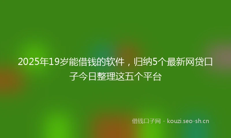 2025年19岁能借钱的软件，归纳5个最新网贷口子今日整理这五个平台