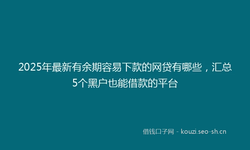 2025年最新有余期容易下款的网贷有哪些,汇总5个黑户也能借款的平台