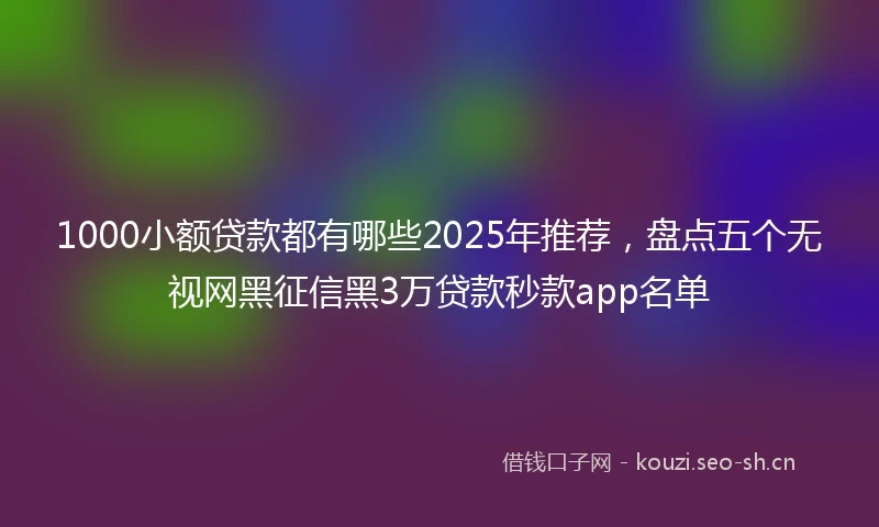 1000小额贷款都有哪些2025年推荐，盘点五个无视网黑征信黑3万贷款秒款app名单
