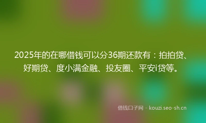 2025年的在哪借钱可以分36期还款有:拍拍贷、好期贷、度小满金融、投友圈、平安i贷等。