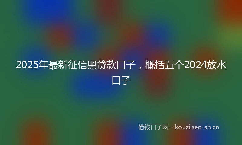 2025年最新征信黑贷款口子，概括五个2024放水口子