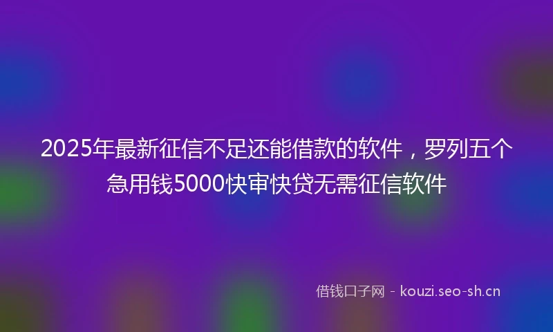 2025年最新征信不足还能借款的软件,罗列五个急用钱5000快审快贷无需征信软件