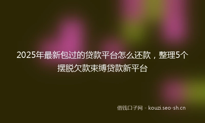 2025年最新包过的贷款平台怎么还款,整理5个摆脱欠款束缚贷款新平台