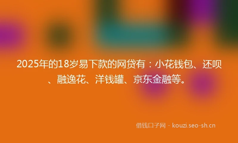 2025年的18岁易下款的网贷有：小花钱包、还呗、融逸花、洋钱罐、京东金融等。