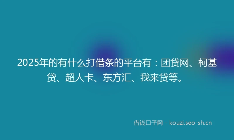 2025年的有什么打借条的平台有:团贷网、柯基贷、超人卡、东方汇、我来贷等。