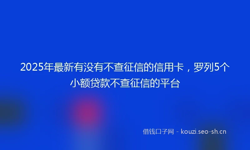 2025年最新有没有不查征信的信用卡，罗列5个小额贷款不查征信的平台