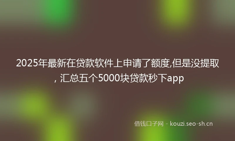 2025年最新在贷款软件上申请了额度,但是没提取，汇总五个5000块贷款秒下app