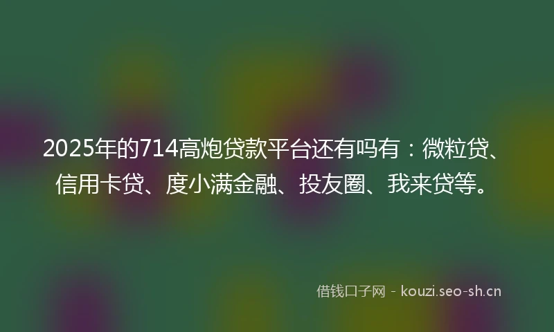 2025年的714高炮贷款平台还有吗有：微粒贷、信用卡贷、度小满金融、投友圈、我来贷等。