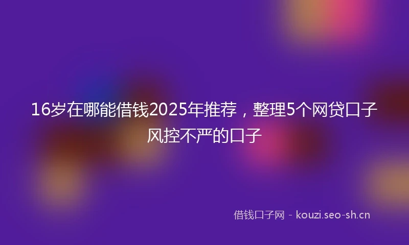 16岁在哪能借钱2025年推荐，整理5个网贷口子风控不严的口子