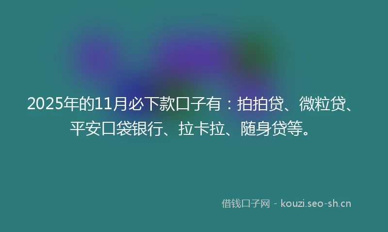 2025年的11月必下款口子有：拍拍贷、微粒贷、平安口袋银行、拉卡拉、随身贷等。