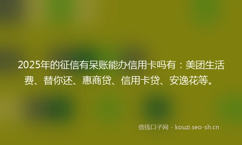 2025年的征信有呆账能办信用卡吗有：美团生活费、替你还、惠商贷、信用卡贷、安逸花等。