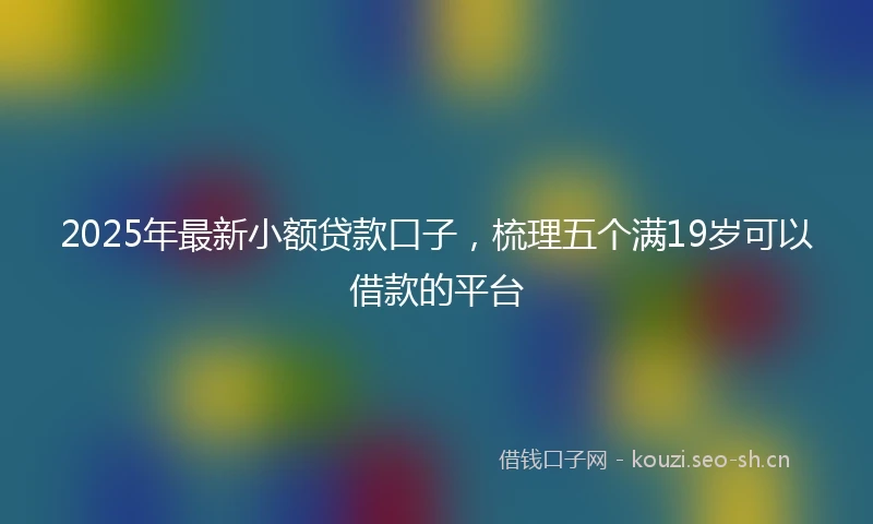 2025年最新小额贷款口子，梳理五个满19岁可以借款的平台