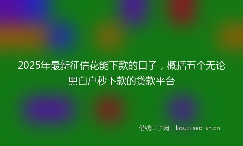 2025年最新征信花能下款的口子，概括五个无论黑白户秒下款的贷款平台