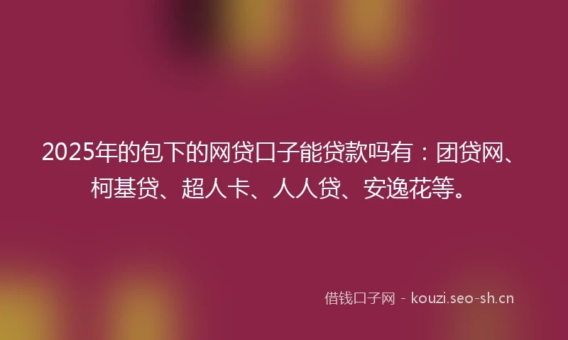 2025年的包下的网贷口子能贷款吗有：团贷网、柯基贷、超人卡、人人贷、安逸花等。