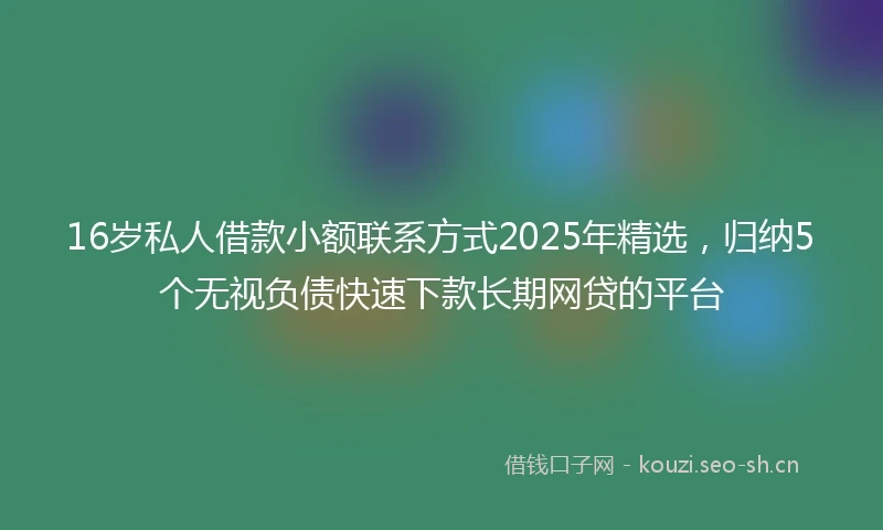 16岁私人借款小额联系方式2025年精选，归纳5个无视负债快速下款长期网贷的平台