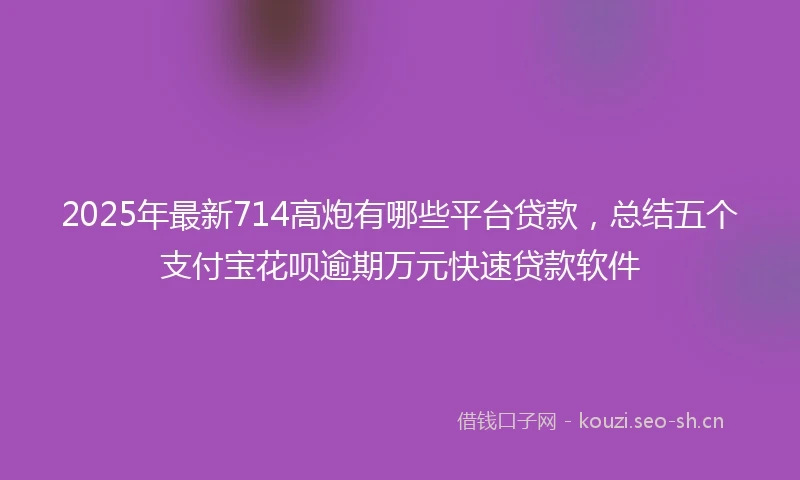 2025年最新714高炮有哪些平台贷款,总结五个支付宝花呗逾期万元快速贷款软件