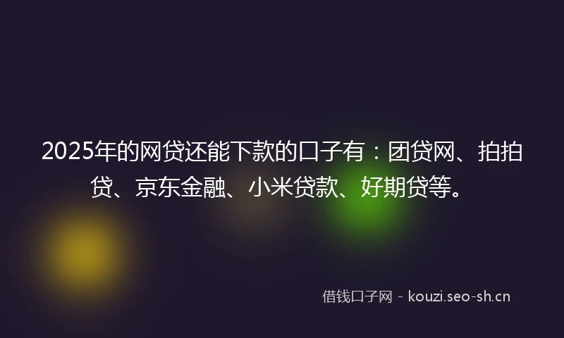 2025年的网贷还能下款的口子有：团贷网、拍拍贷、京东金融、小米贷款、好期贷等。
