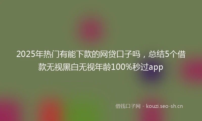 2025年热门有能下款的网贷口子吗，总结5个借款无视黑白无视年龄100%秒过app