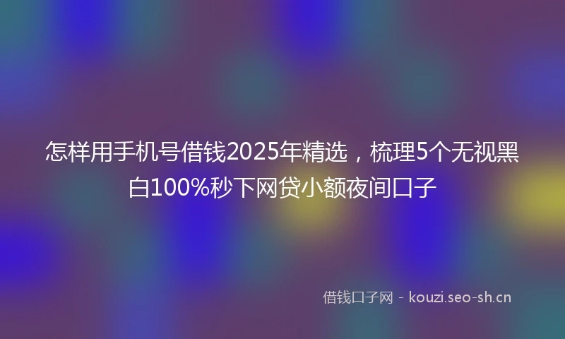 怎样用手机号借钱2025年精选，梳理5个无视黑白100%秒下网贷小额夜间口子