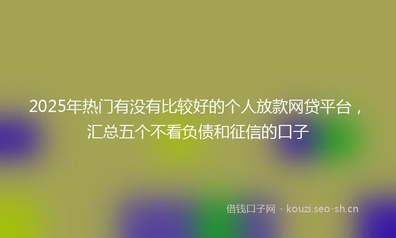 2025年热门有没有比较好的个人放款网贷平台,汇总五个不看负债和征信的口子