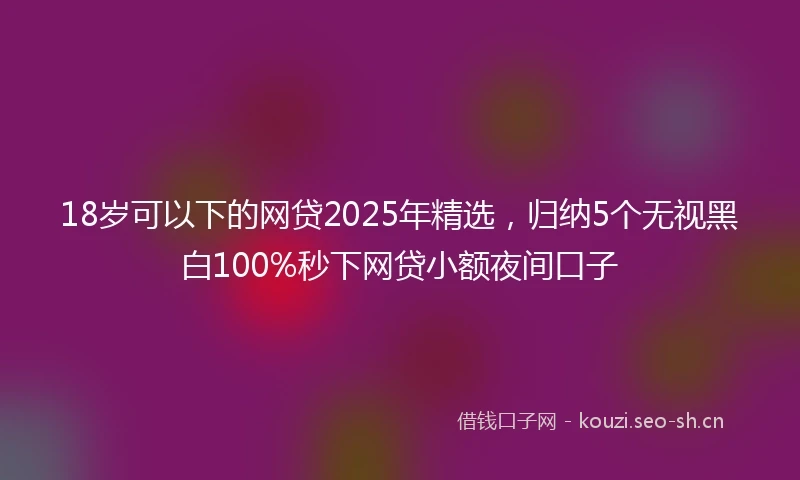 18岁可以下的网贷2025年精选，归纳5个无视黑白100%秒下网贷小额夜间口子