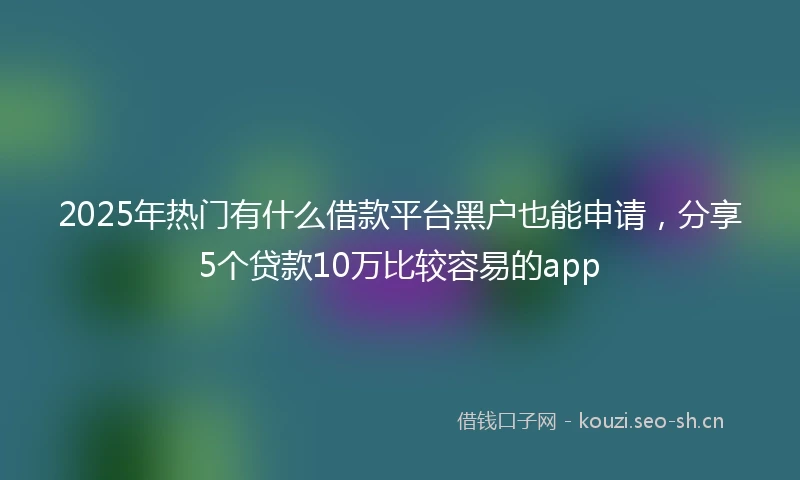2025年热门有什么借款平台黑户也能申请,分享5个贷款10万比较容易的app