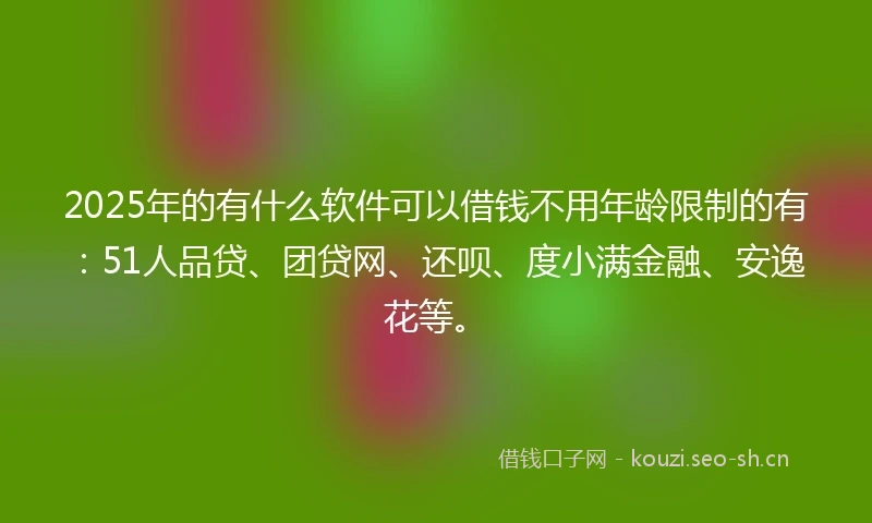 2025年的有什么软件可以借钱不用年龄限制的有：51人品贷、团贷网、还呗、度小满金融、安逸花等。