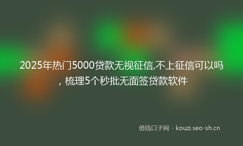 2025年热门5000贷款无视征信,不上征信可以吗，梳理5个秒批无面签贷款软件