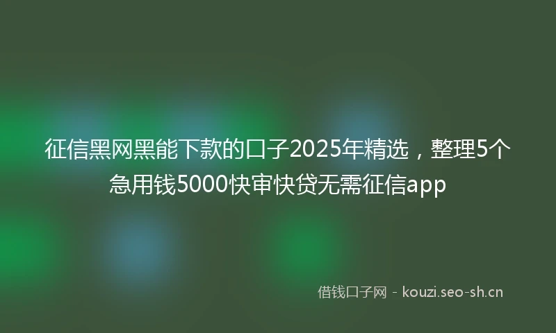 征信黑网黑能下款的口子2025年精选，整理5个急用钱5000快审快贷无需征信app