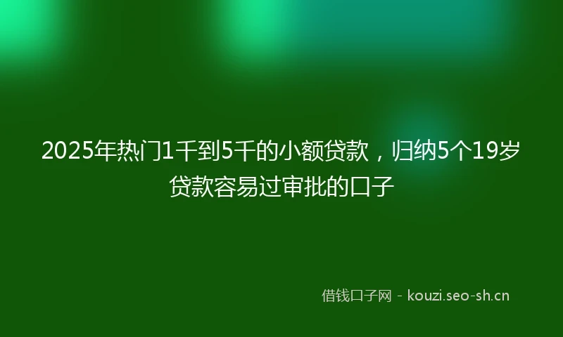 2025年热门1千到5千的小额贷款，归纳5个19岁贷款容易过审批的口子