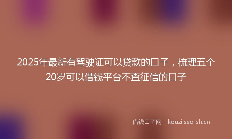 2025年最新有驾驶证可以贷款的口子，梳理五个20岁可以借钱平台不查征信的口子