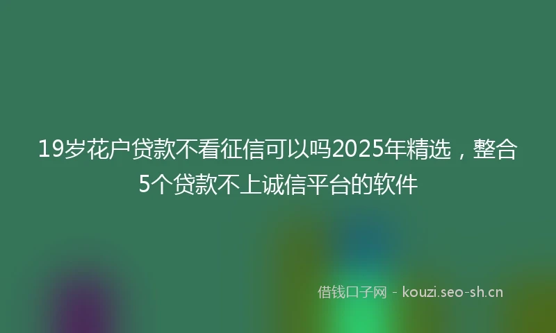 19岁花户贷款不看征信可以吗2025年精选，整合5个贷款不上诚信平台的软件